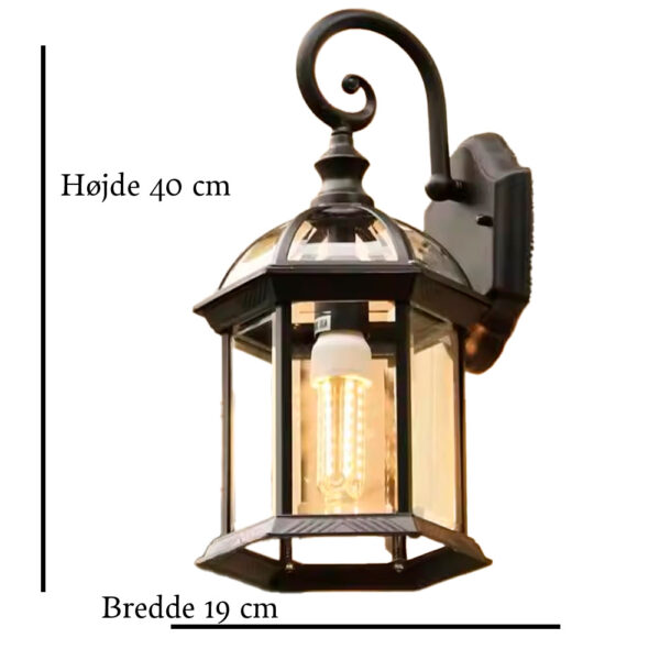 Væglampe lanternen – LED lampe til altan, aluminium & glas, IP65